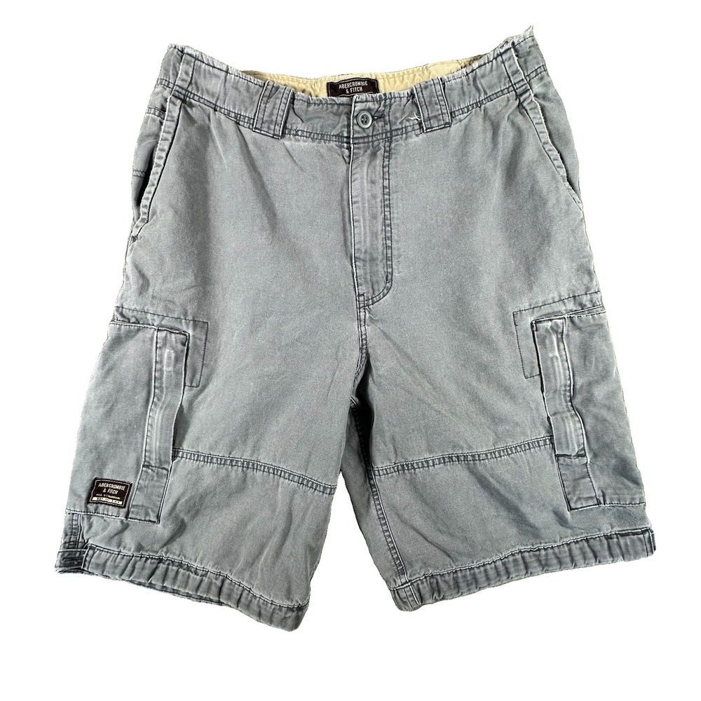 Vintage Abercrombie & Fitch Cargo Shorts Mens 33 Gray Y2K Baggy Paratrooper 90's